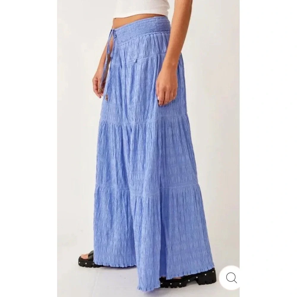 NWT** Free People In Paradise Wide Leg Pant Parachute Misty Dawn Medium Gauze